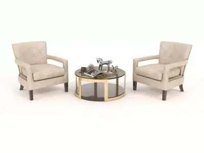 Modern Coffee Table and Armchair Set 24 3D model
