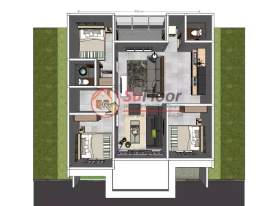 House 8x10m code 661 - Sketchup 3D model 3D model 3D model