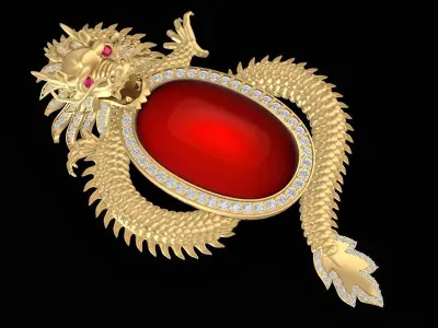 Luxury Dragon Oval Cabochon Pendant 3161 3D print model