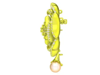 A4742 Luxury Diamond and Pearl Flower Pendant 3D print model