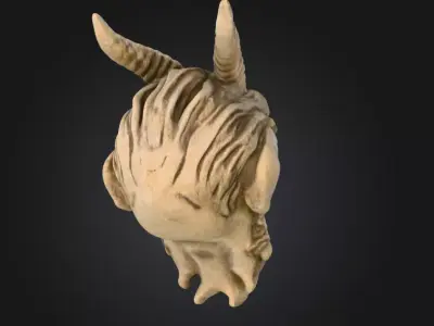 Horned Stone Sentinel Bust Low-poly 3D model