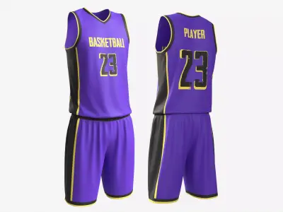Basketball Uniform Set Purple 3D model