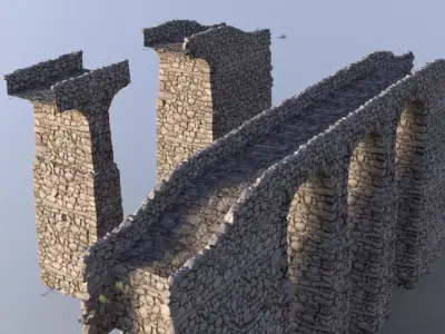 Modular Stone Bridge Low-poly 3D model