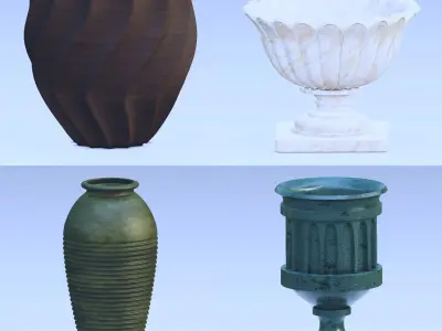Garden urn planter collection 3D model