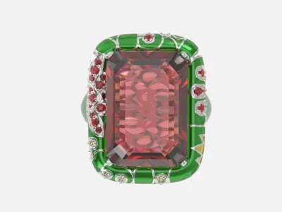 flower ring with enamel 3D print model