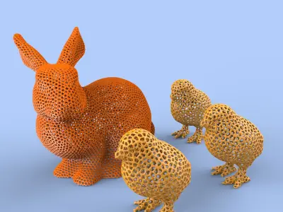 Easter Decors Rabbit and Chick Easter Gift Idea Home Decor 3D print model