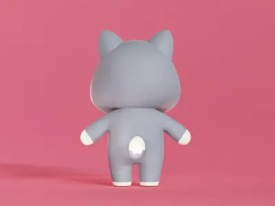 Wolf Cartoon Character Chibi Kawaii  Low-poly 3D model
