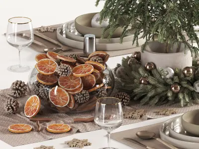tableware setting christmas N047 3D model