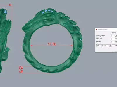 Crocodile Ring  Jewelery Gold  Free 3D print model