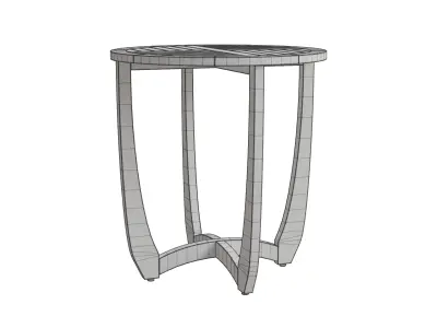 Outdoor Circular Wood Bistro Table And Slat Panel Table Top Low-poly 3D model