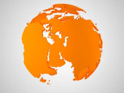 Globe Shell Orange Color World Map 3D model