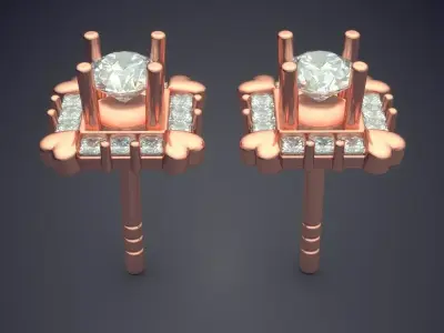 Luxury Earrings With Small Diamonds CAD 5083 3D print model