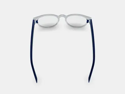 Percey Eyeglasses in Crystal with Oak Barrel and Blue Bay 3D model