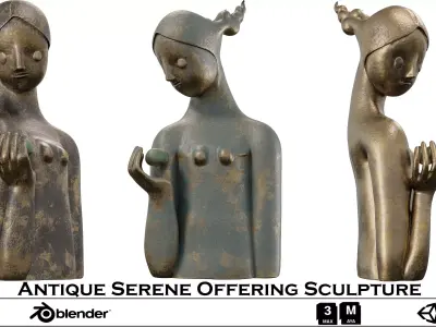 Antique Serene Offering Sculpture Low-poly 3D model