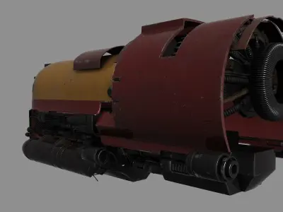 Diesel Punk Train Low-poly 3D model