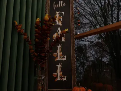 Autumn Balcony Blender Scene - EVENING 3D model