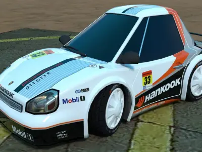 Rigged low poly cartoon racing car HANKOOK Low-poly 3D model