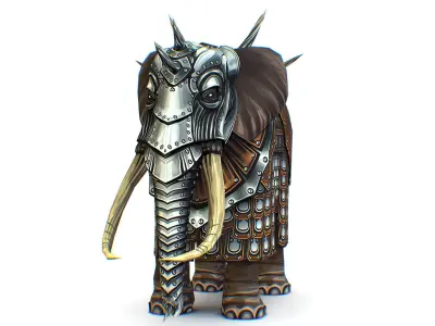 Indian Battle Elephant Heavy Armor Low-poly 3D model