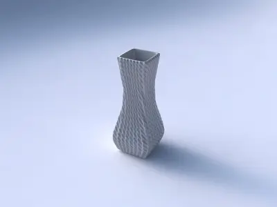 Vase larger opening rectangle with bent extruded pattern 3D print model