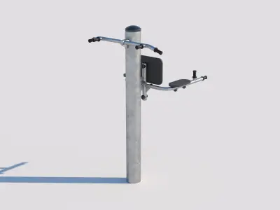 Outdoor fitness pull-up and dip station 3D model