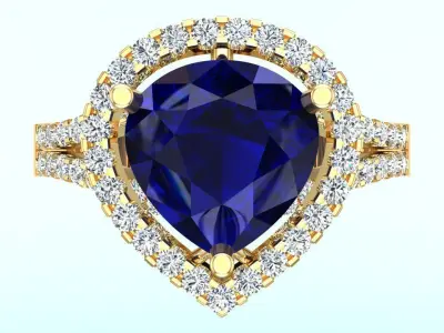 Gemstone rings - Teardrop stone ring - Diamond rings 3D print model