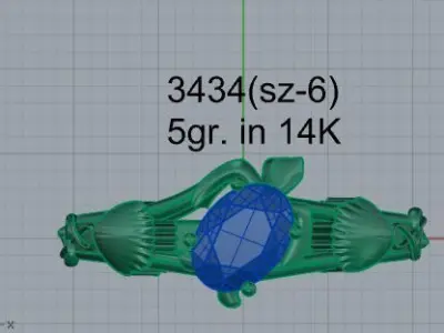 Oval Solitaire Ring 3434 3D print model