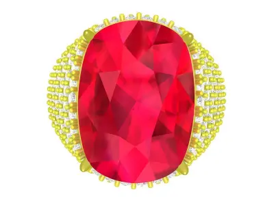 7524 Luxury Korean Style Cushion Diamond Men Ring 3D print model