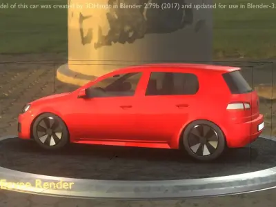 City Car 28 Compact Class Type-C Red Low-poly 3D model