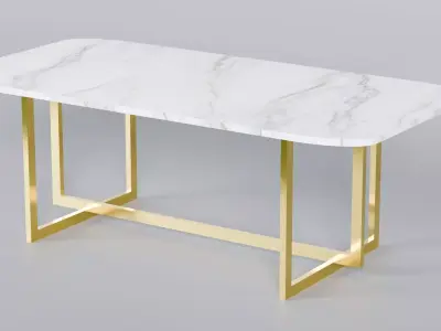 Luxury Gold Marble Table 3D Model True 4K PBR Renders Clean UV Low-poly 3D model