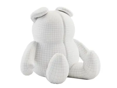 Plush Teddy Bear and Pillows Set 3D model