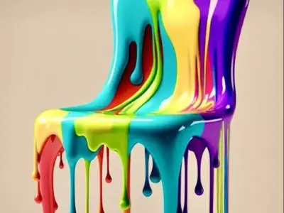 Melting Rainbow Chair Surreal Paint-Dripping 3D Low-poly 3D model