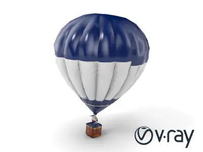 Classic Hot Air Balloon Navy Silver model pack Low-poly 3D model
