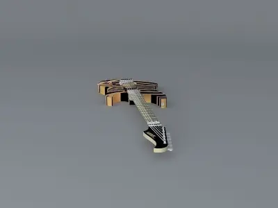 Tiger striped guitar Free 3D model