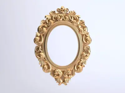 Oval Baroque Mirror Frame 3D model