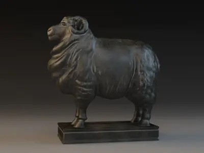 Ram bronze sheep sculpture animal 3D model