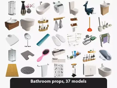 Bathroom props 37 models 3D Model Collection