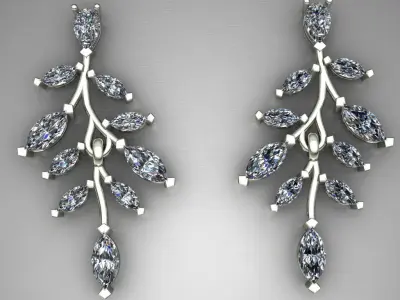 Stud Hoop Earrings vines 3D print model