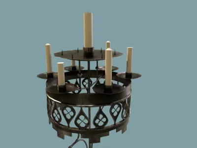Medieval Candle Holder Low-poly 3D model