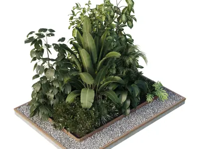 Outdoor plant Collection Wooden box for plant garden 3D model