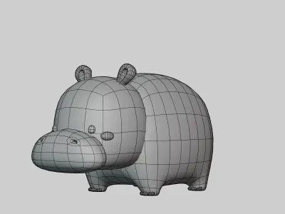 Cartoon cute Hippo 3D model