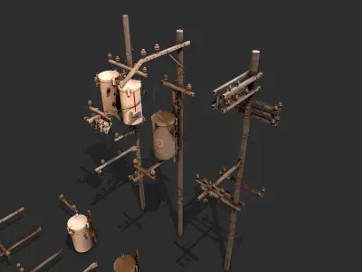 Electric poles Low-poly 3D model