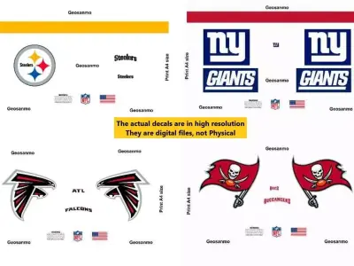 Printable High Resolution NFL Helmet Decals Pack 4 3D print model