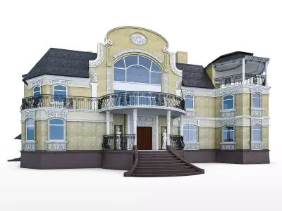 Luxury Mansion  Low-poly 3D model