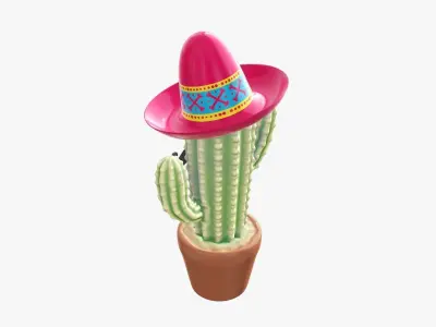 Stylized decorative cactus 3D model