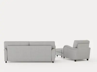 Howard Classic Sofa Group 3 5 Seater Armchair Footstool Gray Low-poly 3D model