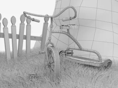 Low Poly 3D model cycle  Old Tricycle 3D models Low-poly 3D model
