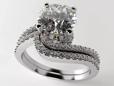 Ring 5382- Engagement and wedding 3D print model