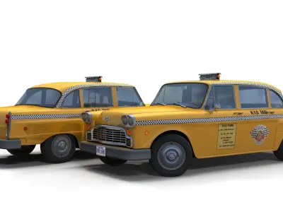 Taxi vintage yellow cab Low-poly 3D model