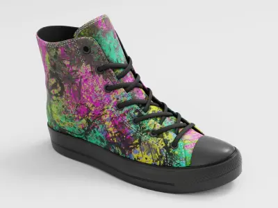 Converse All Star Style Unisex - Shoe Graffiti PBR Low-poly 3D model