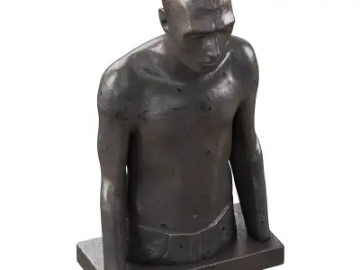 Melancholic male torso in metal 3D model